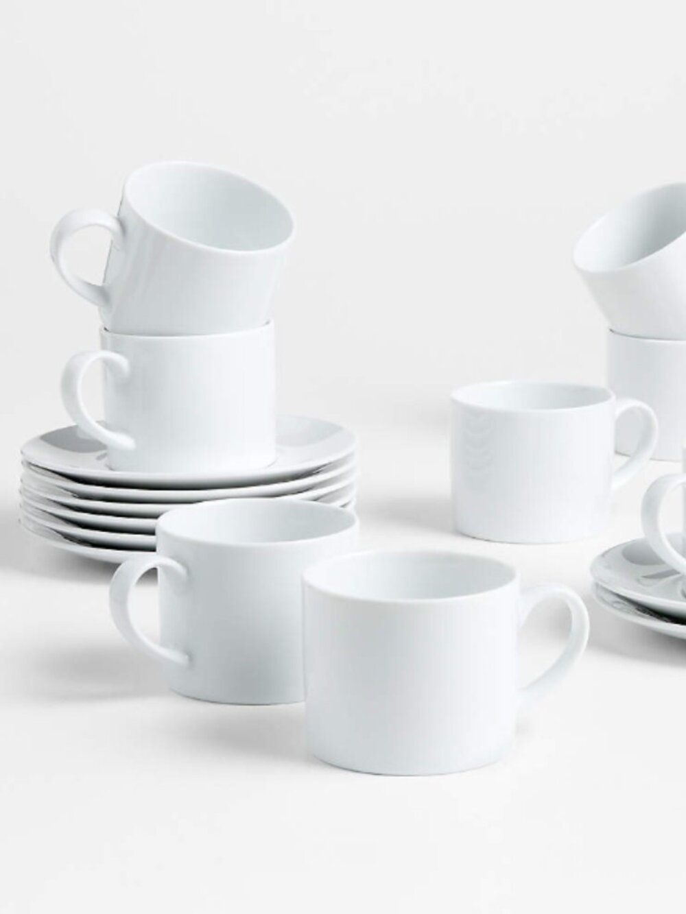 Crate & Barrel Porcelain Cups and Saucers, Set of 4